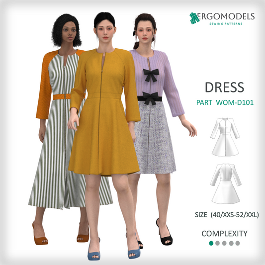 Digital sewing pattern dress in PDF formats for download