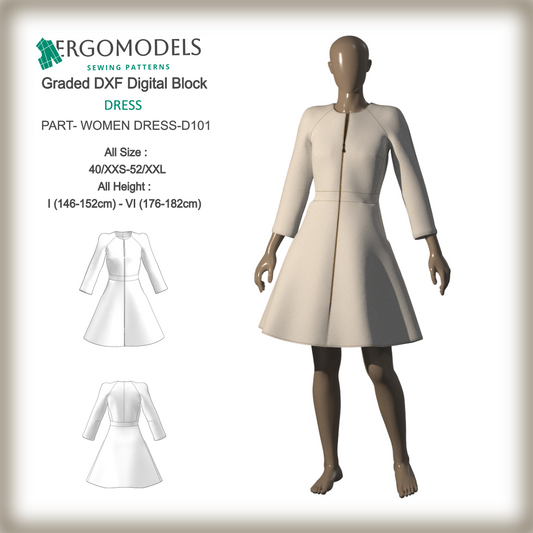 Digital sewing pattern in DXF and PDF formats for download