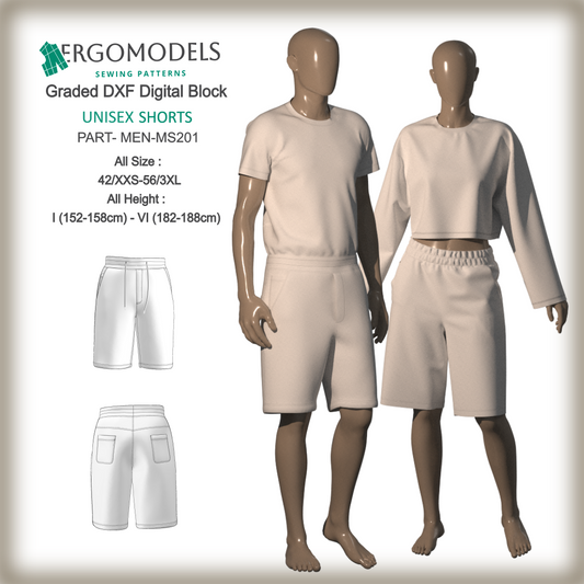 DXF Sewing Pattern:  MΕΝ Shorts-MS201 (instant download)